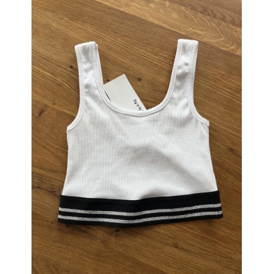 Top z gumą | biały ze srebrem